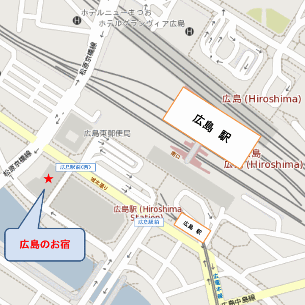 広島のお宿への概略アクセスマップ