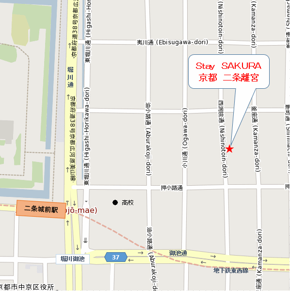 Ｓｔａｙ ＳＡＫＵＲＡ（ステイサクラ） 京都 二条離宮の地図画像
