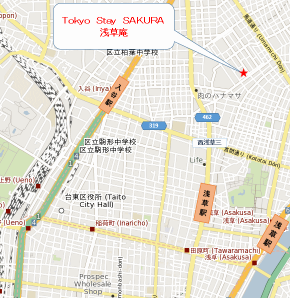 Ｓｔａｙ ＳＡＫＵＲＡ Ｔｏｋｙｏ 浅草庵の地図画像