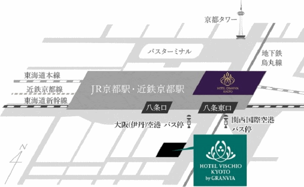地図：ホテルヴィスキオ京都　ｂｙ　ＧＲＡＮＶＩＡ