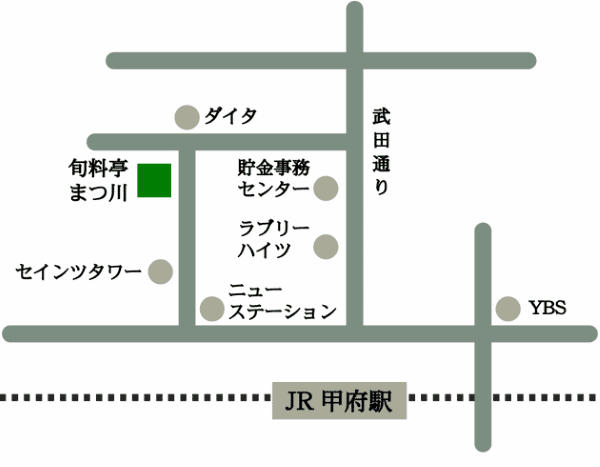 ゲストハウス　旬料亭　まつ川への概略アクセスマップ