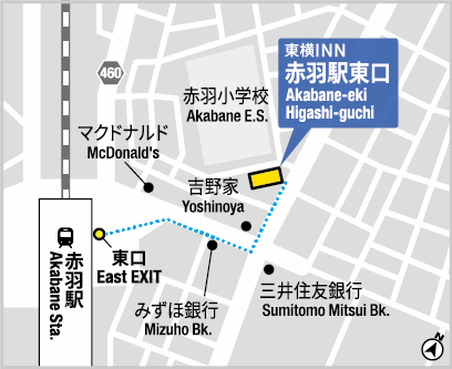 東横ＩＮＮ赤羽駅東口への概略アクセスマップ