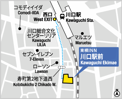 東横ＩＮＮ川口駅前への概略アクセスマップ