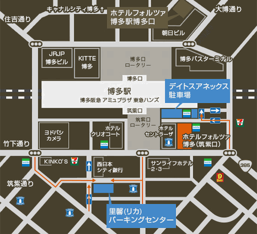 ＦＯＲＺＡ　ホテルフォルツァ博多駅筑紫口Ⅰへの概略アクセスマップ