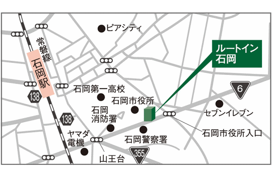 ホテルルートイン石岡への概略アクセスマップ