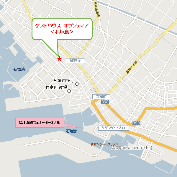 ゲストハウス　オプンティア＜石垣島＞への概略アクセスマップ
