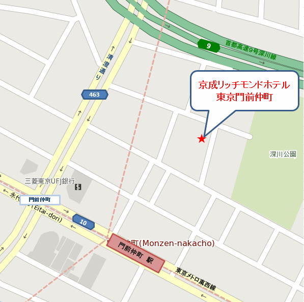 京成リッチモンドホテル東京門前仲町への概略アクセスマップ