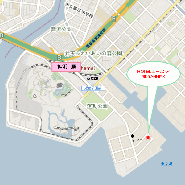 ＨＯＴＥＬユーラシア　舞浜ＡＮＮＥＸへの概略アクセスマップ
