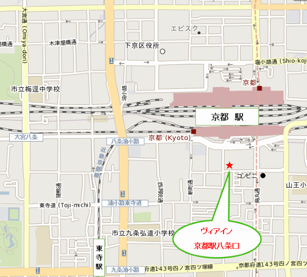 地図：ヴィアイン京都駅八条口（ＪＲ西日本グループ）