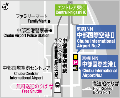 東横ＩＮＮ中部国際空港２への概略アクセスマップ