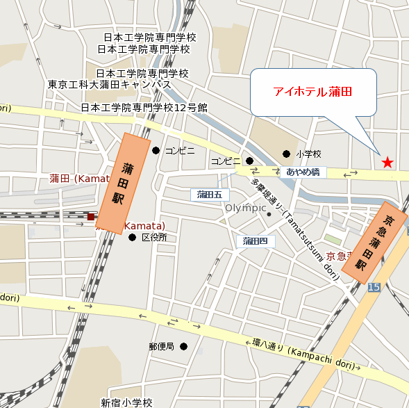 アイホテル京急蒲田への概略アクセスマップ