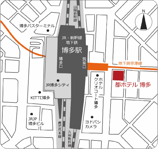 都ホテル博多への概略アクセスマップ