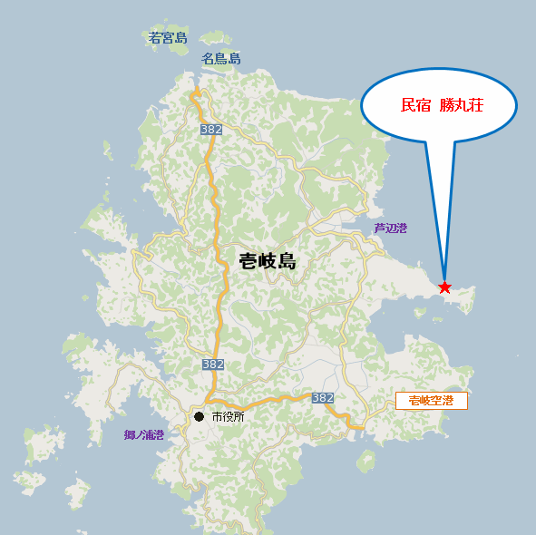 民宿　勝丸荘＜壱岐島＞への概略アクセスマップ