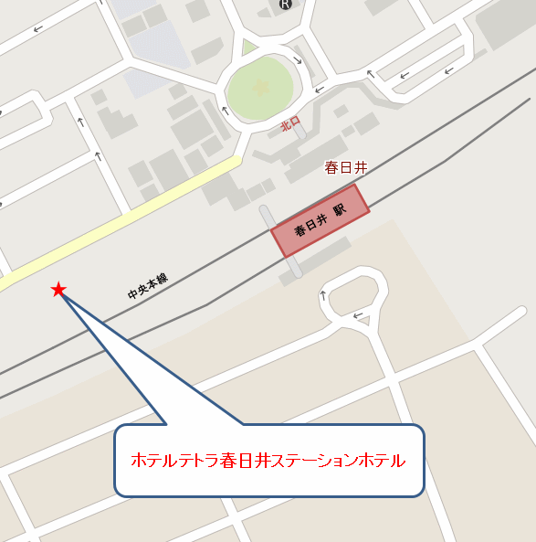 ホテルテトラ春日井ステーションホテルへの概略アクセスマップ