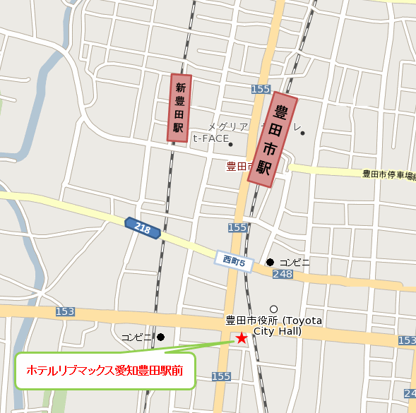 ホテルリブマックス愛知豊田駅前への概略アクセスマップ