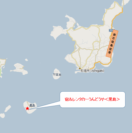 宿＆レンタカーうんどうや＜黒島＞ 地図