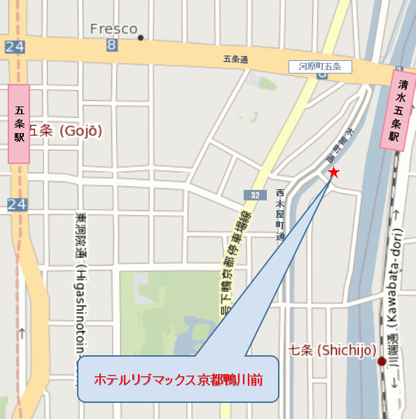 地図：ホテルリブマックス京都鴨川前