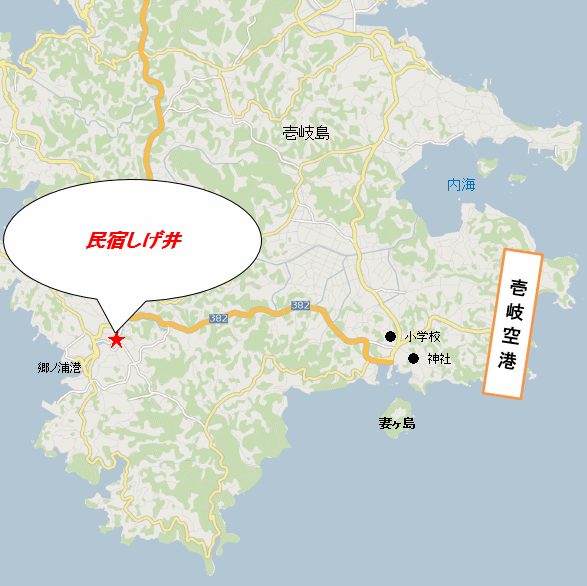 民宿しげ井＜壱岐島＞への概略アクセスマップ