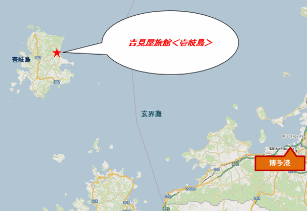 吉見屋旅館＜壱岐島＞への概略アクセスマップ