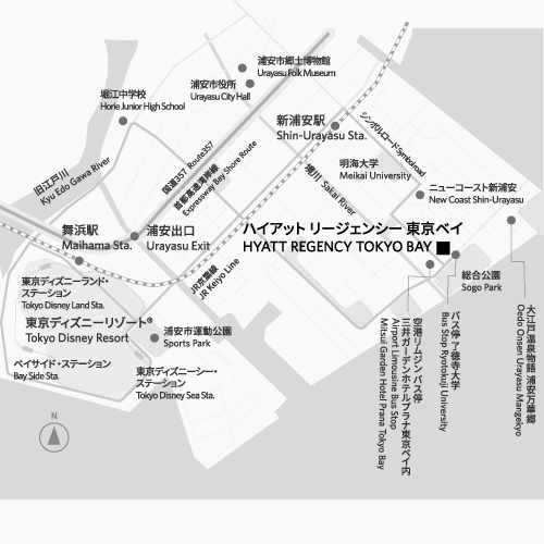 ハイアット　リージェンシー　東京ベイへの概略アクセスマップ