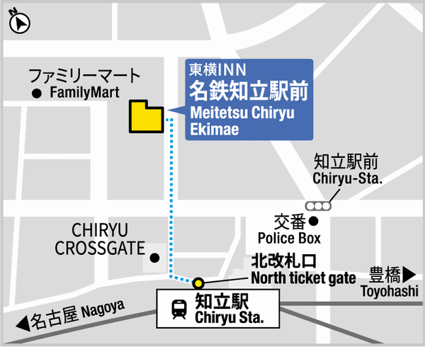 東横ＩＮＮ名鉄知立駅前への概略アクセスマップ