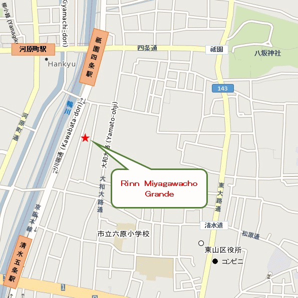 Ｒｉｎｎ　Ｍｉｙａｇａｗａｃｈｏ　Ｇｒａｎｄｅ（鈴ホテル　宮川町グランデ） 地図