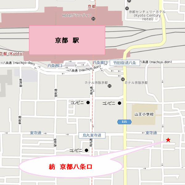 奏 京都八条口の地図画像