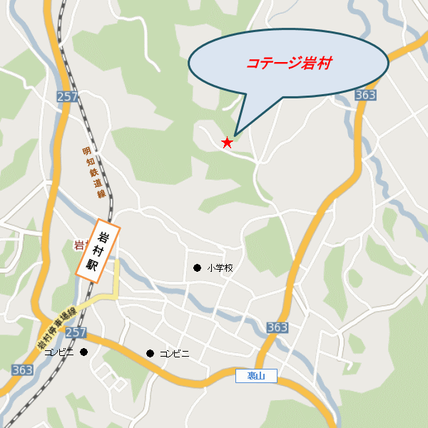 コテージ岩村への概略アクセスマップ