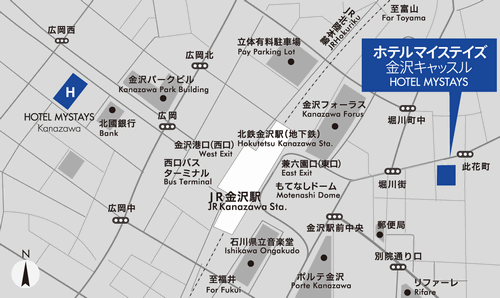 地図：ホテルマイステイズ金沢キャッスル
