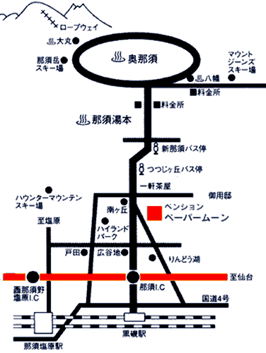 ペーパームーン＜栃木県＞への概略アクセスマップ