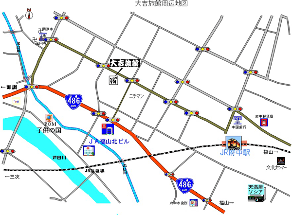大吉旅館への概略アクセスマップ