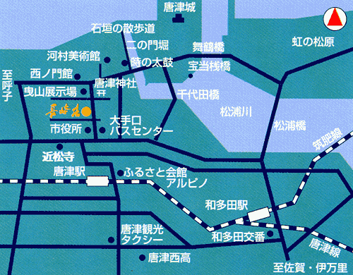 割烹旅館　長崎荘への概略アクセスマップ