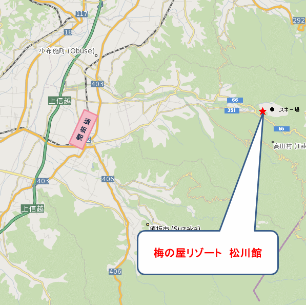 梅の屋リゾート　松川館への案内図