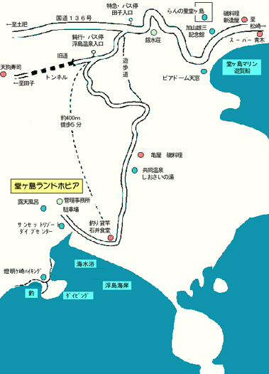 堂ヶ島ランドホピアへの概略アクセスマップ