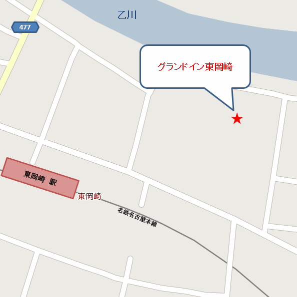 グランドイン東岡崎への概略アクセスマップ