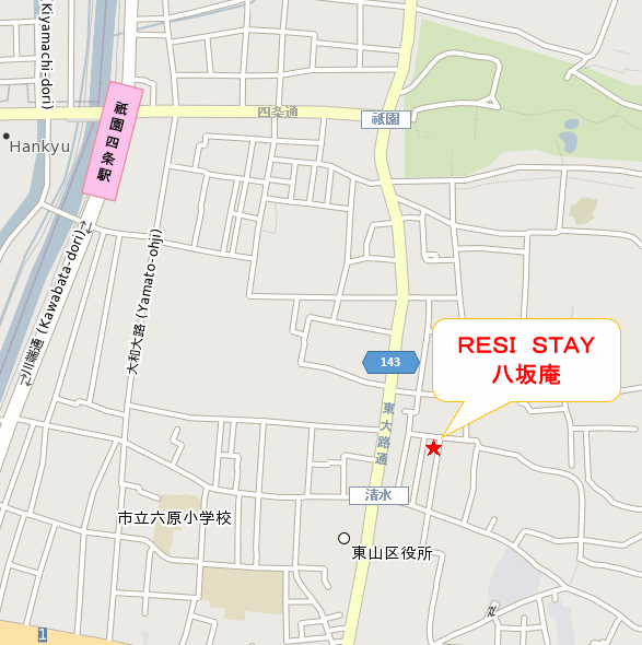 ＲＥＳＩ ＳＴＡＹ 八坂庵の地図画像