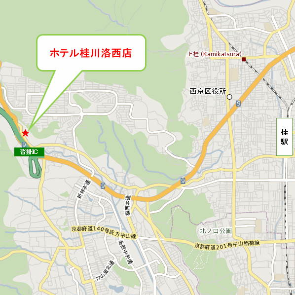 ホテル桂川洛西店への案内図
