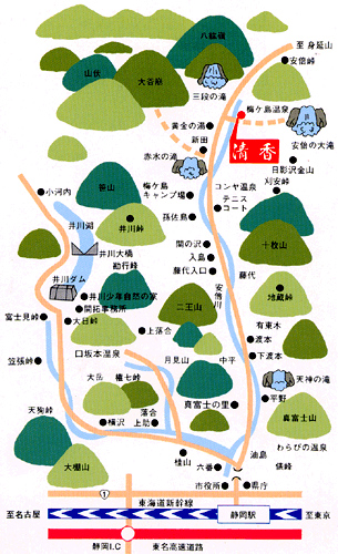 梅ヶ島温泉　清香旅館への概略アクセスマップ