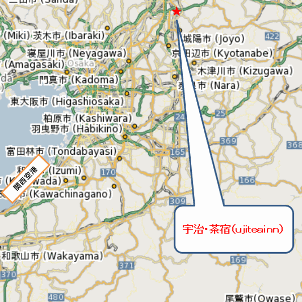 地図：宇治・茶宿（Ｕｊｉ　Ｔｅａ　Ｉｎｎ）