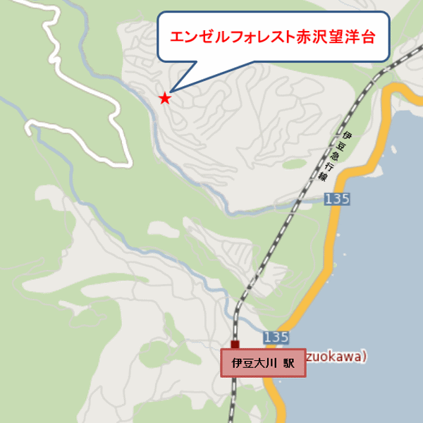 ペットと泊まれる温泉付貸別荘 エンゼルフォレスト伊豆高原（赤沢望洋台）の地図画像