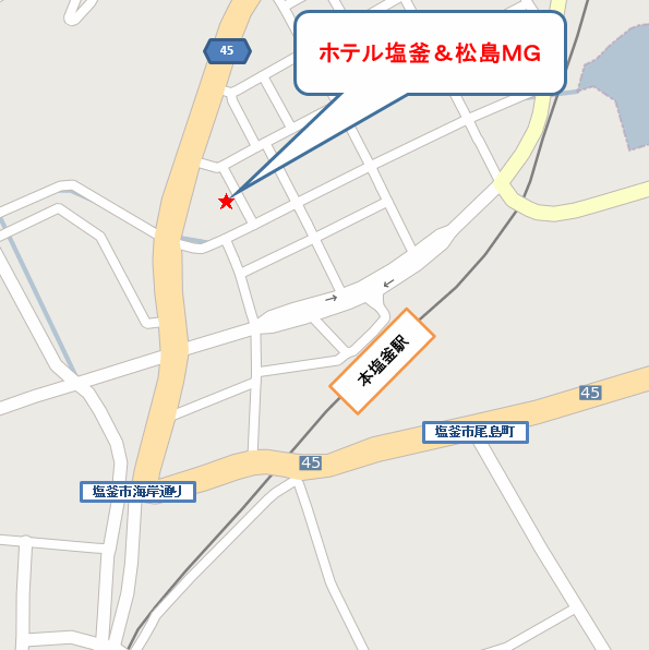 Ｔａｂｉｓｔ　ホテル塩釜＆松島への概略アクセスマップ