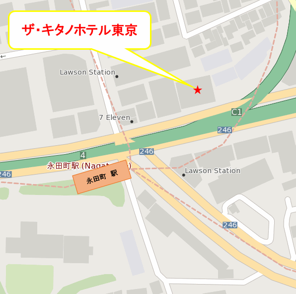 ザ・キタノホテル東京への概略アクセスマップ