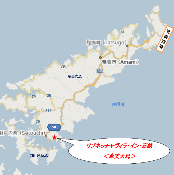 リゾネッチャヴィラ・イン・嘉鉄＜奄美大島＞の地図画像