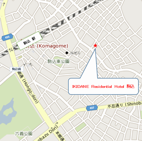 ＩＫＩＤＡＮＥ Ｒｅｓｉｄｅｎｔｉａｌ Ｈｏｔｅｌ 駒込の地図画像
