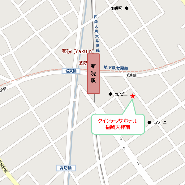 クインテッサホテル福岡天神南への概略アクセスマップ