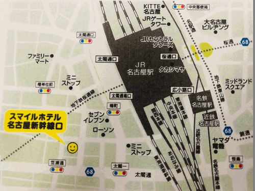 スマイルホテル名古屋新幹線口への概略アクセスマップ