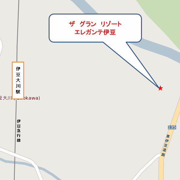 ザ　グラン　リゾート　エレガンテ伊豆への概略アクセスマップ