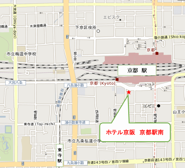 地図：ホテル京阪　京都駅南