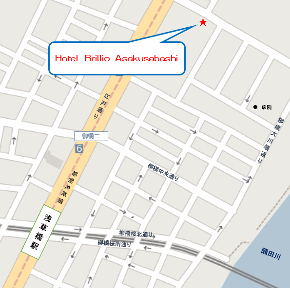 ホテルブリリオ浅草橋への概略アクセスマップ
