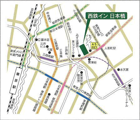 地図：西鉄イン日本橋